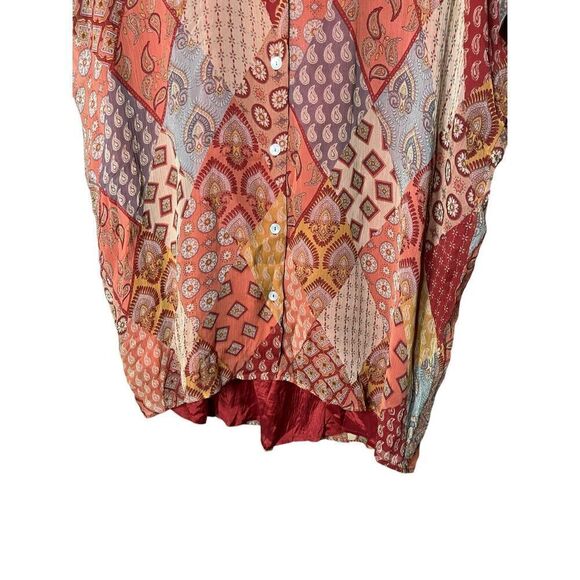 Sarah Pacini Brick Viscose Patchwork Blouse Size XS NWT - Picture 3 of 10